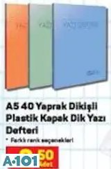 A5 40 YAPRAK DİKİŞLİ PLASTİK KAPAK DİK YAZI DEFTERİ